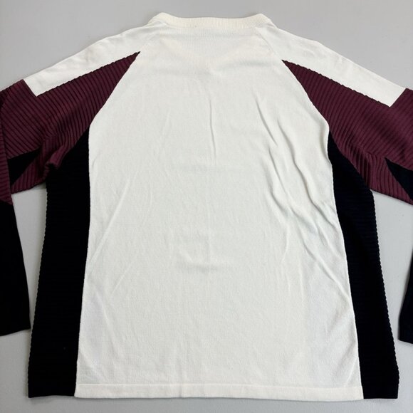 THEORY 38 Technical Street Wear Sweater Large Colorblock Ribbed Sleeve White - Picture 8 of 8